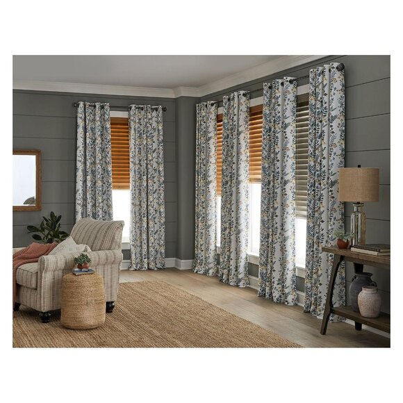 NEW Linden Street Blackout Single Curtain Panel Multi Floral Green Blue 50x108 - Picture 3 of 10